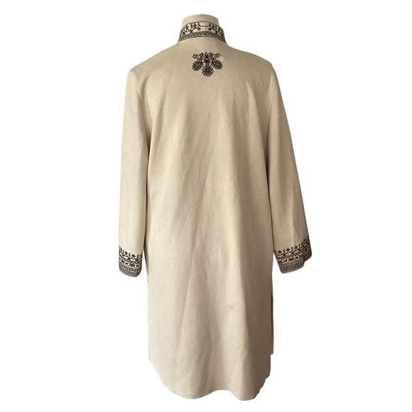 NWOT Solitaire Anthropologie Faux Suede Embroidered Open Coat Jacket XL - Picture 3 of 11